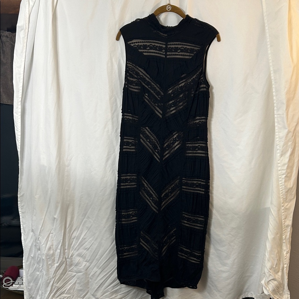 VENUS Black High Low Lace Dress